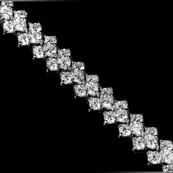 925 Sterling Silver plated White Zircon 7” Tennis Bracelet w/ Stainless Clasp - Picture 6 of 9